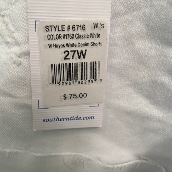 NWT Southern Tide White Denim Distressed Shorts Size 27 - Picture 7 of 7